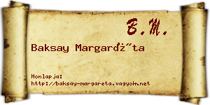 Baksay Margaréta névjegykártya